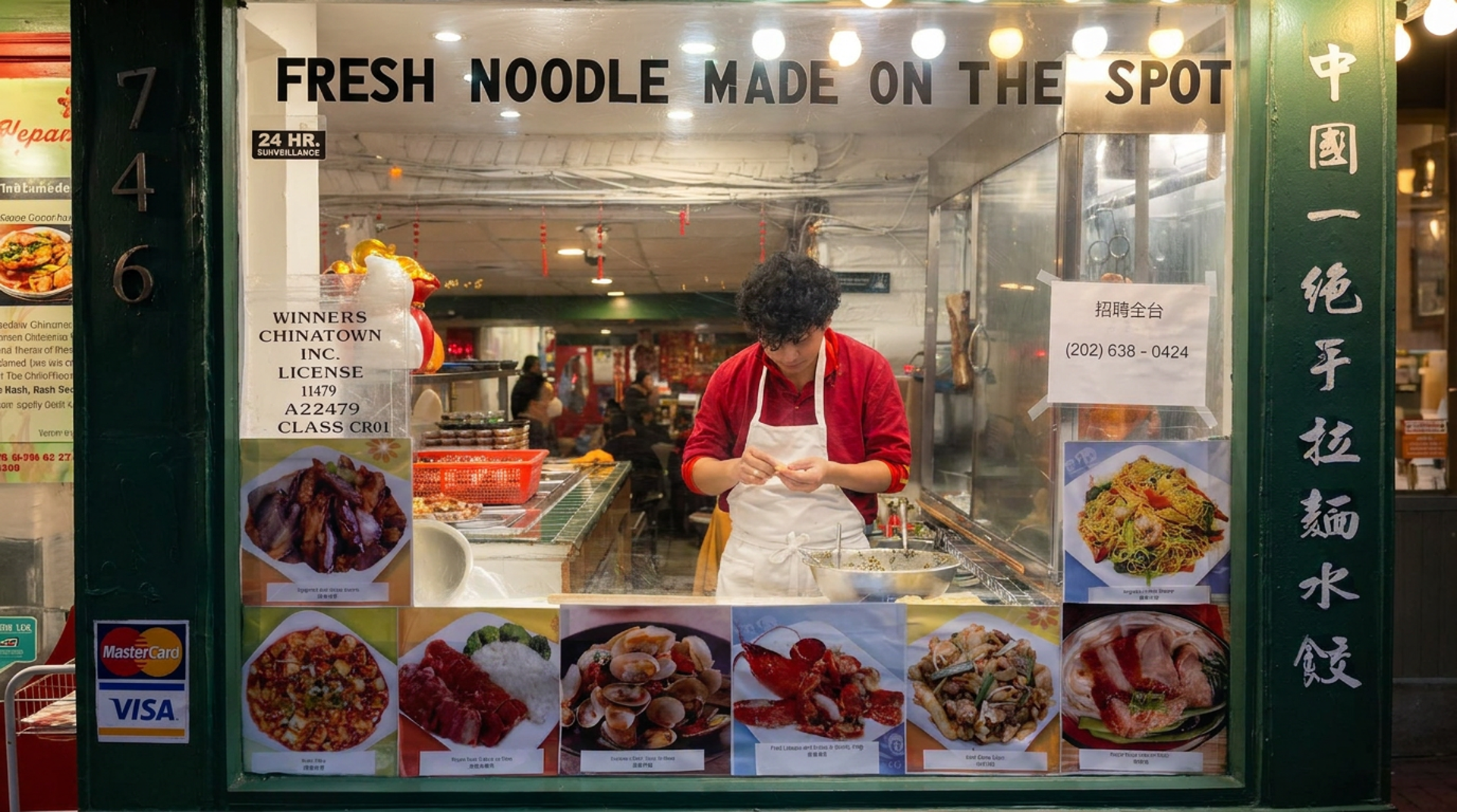 Hand-pulled noodles up front